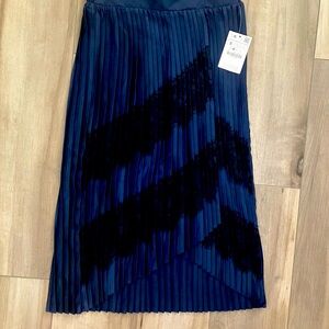 Elegant Navy and Black Pleated Skirt